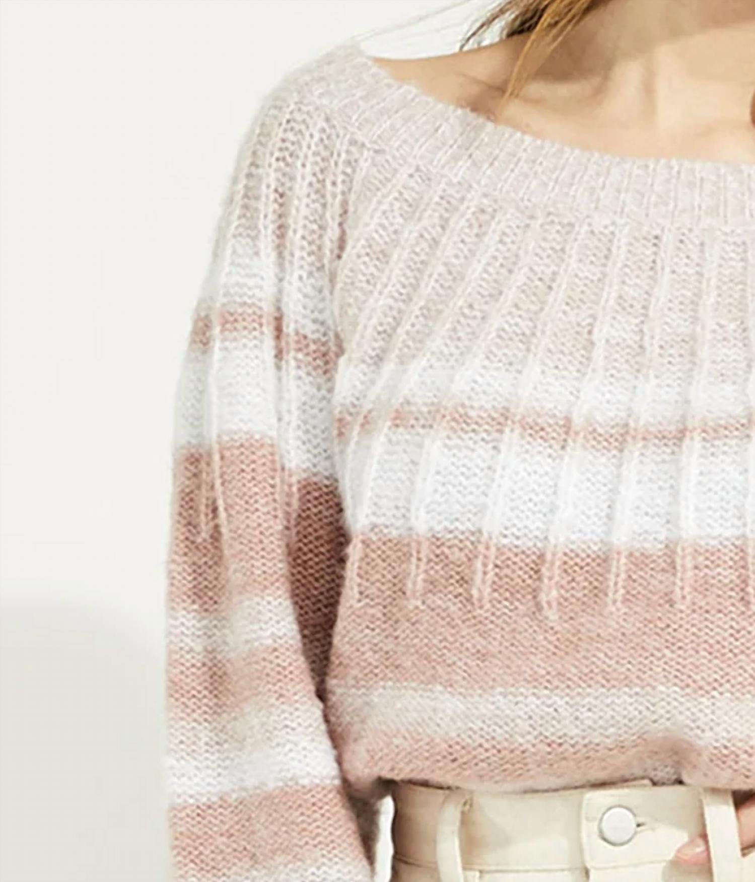 Gentle Fawn Clarissa Sweater in blush stripe pink - women's sweater - detail view