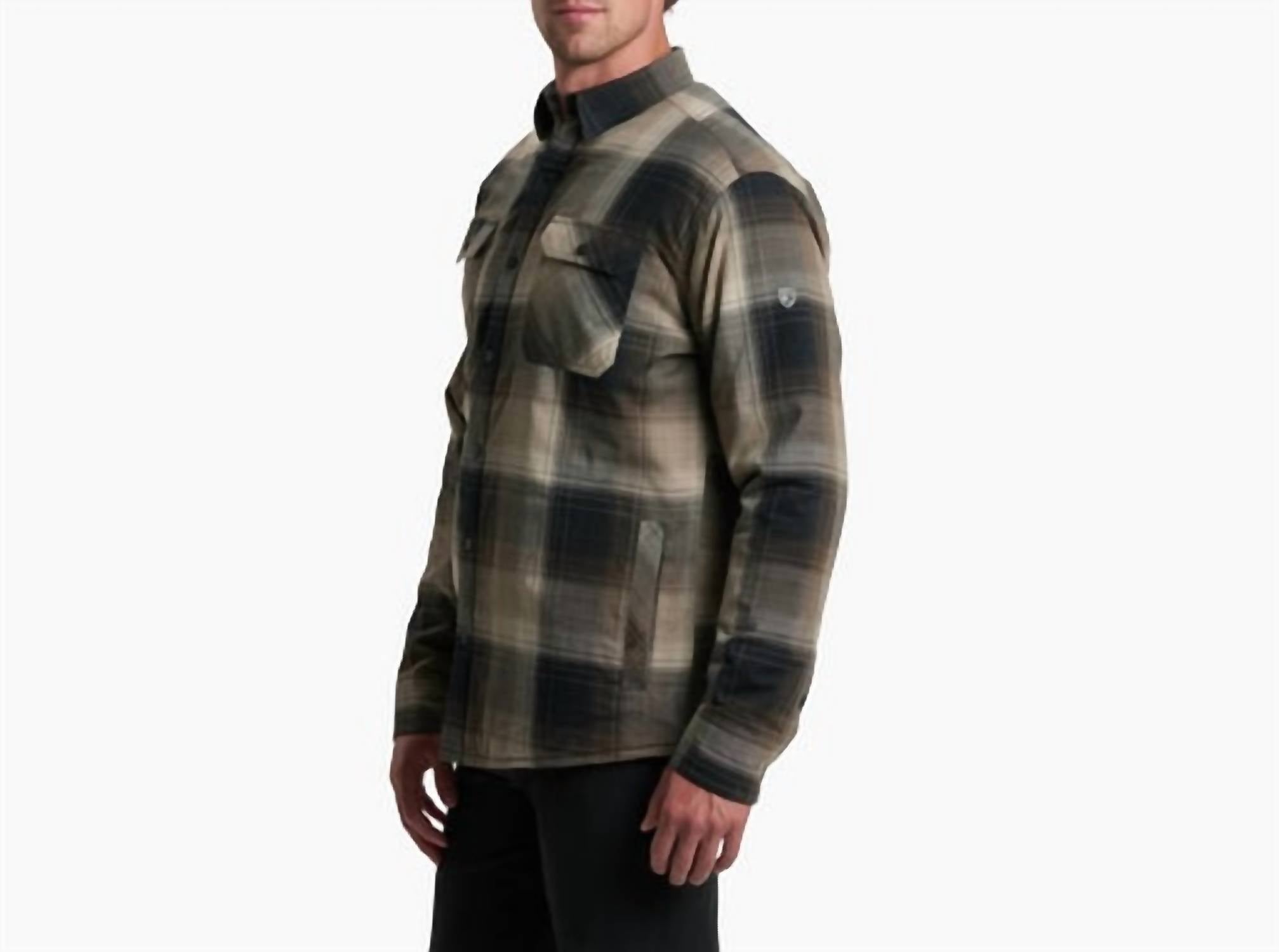 KUHL Men's Joyrydr Shirt in sand storm - men's shirt - detail view