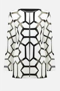 Joseph Ribkoff - Geometric Pattern Hip Length Coat