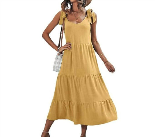 Frog Skateboards - Bow Strap Linen Jumper Midi Dress