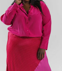 Equipment - Leona Long Sleeve Silk Shirt - Plus