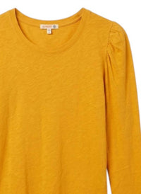Sundry Women's Puff Sleeve Long Sleeve Tee in mango - women's long sleeve top - detail view