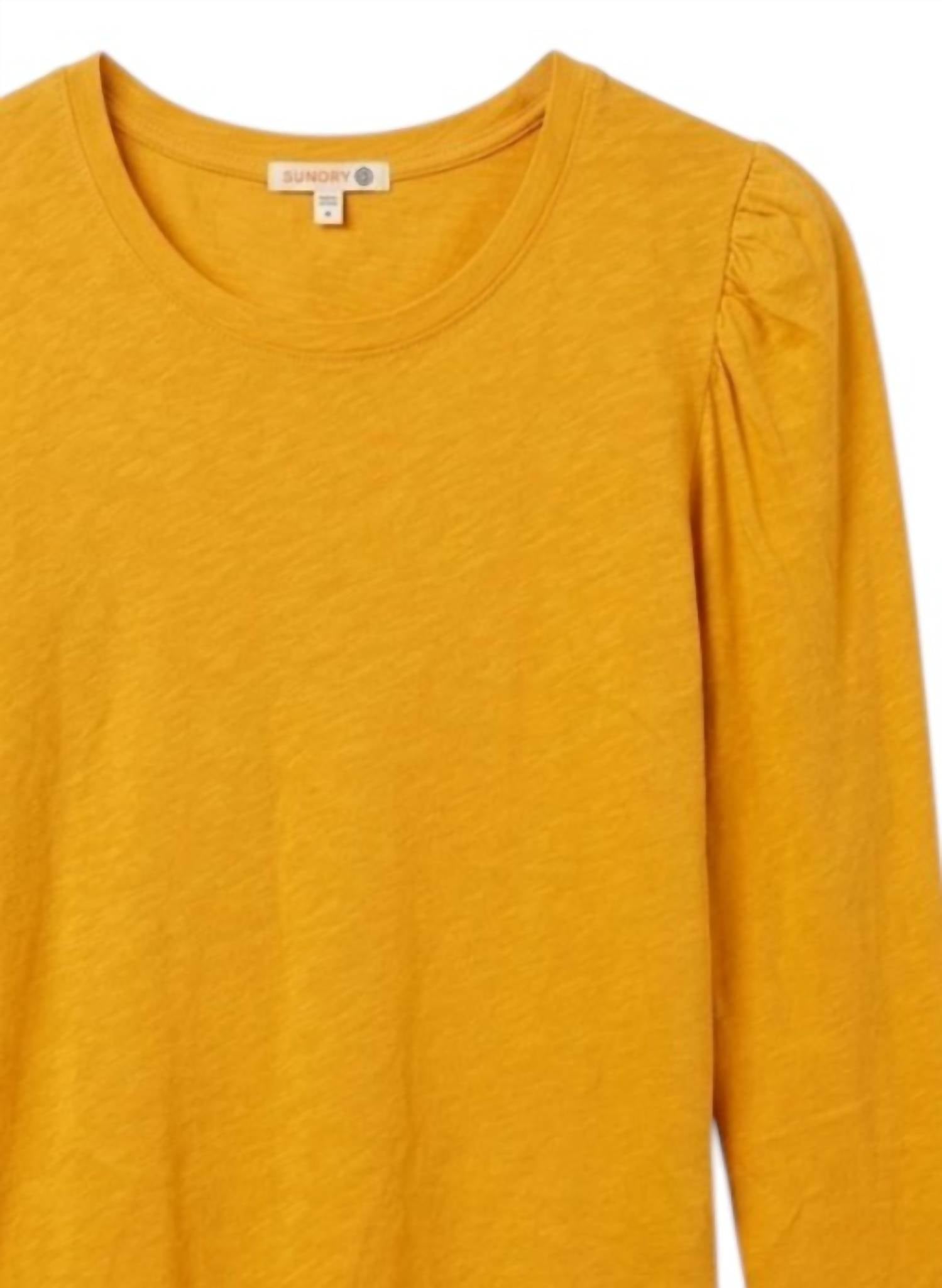 Sundry Women's Puff Sleeve Long Sleeve Tee in mango - women's long sleeve top - detail view