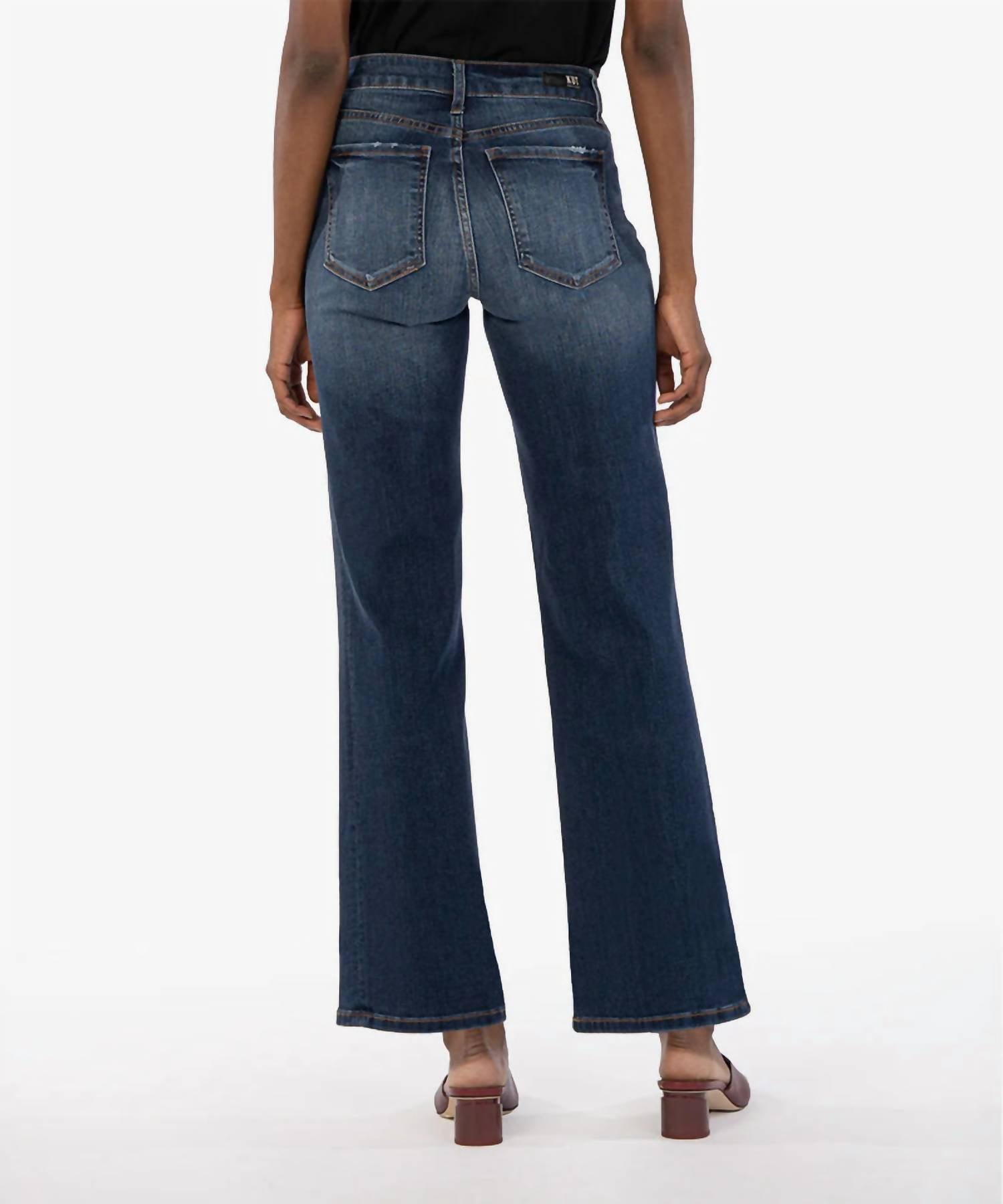 KUT FROM THE KLOTH Charlotte Wide Leg Jeans in resolved - women's jeans - detail view