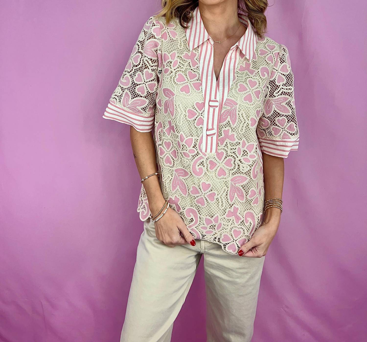 Voy - Women's The Blushing Belle Lace Blouse