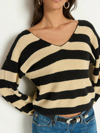 Nation LTD Carmine Pullover Sweater Top in butterscotch stripe - women's long sleeve top - alternate view