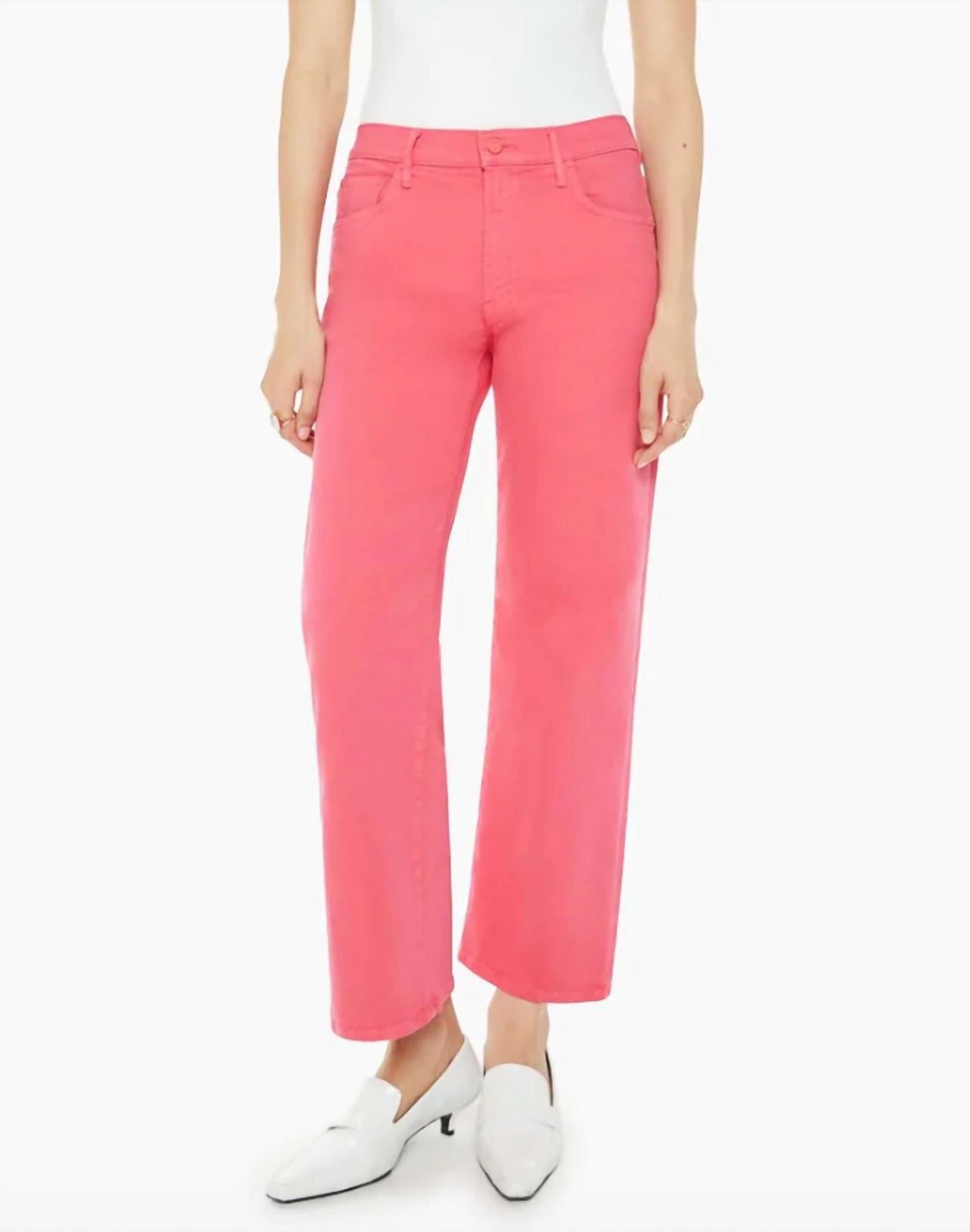 Mother Mid Rise Maven Flood Play Date Jeans in rouge red - women's jeans - detail view