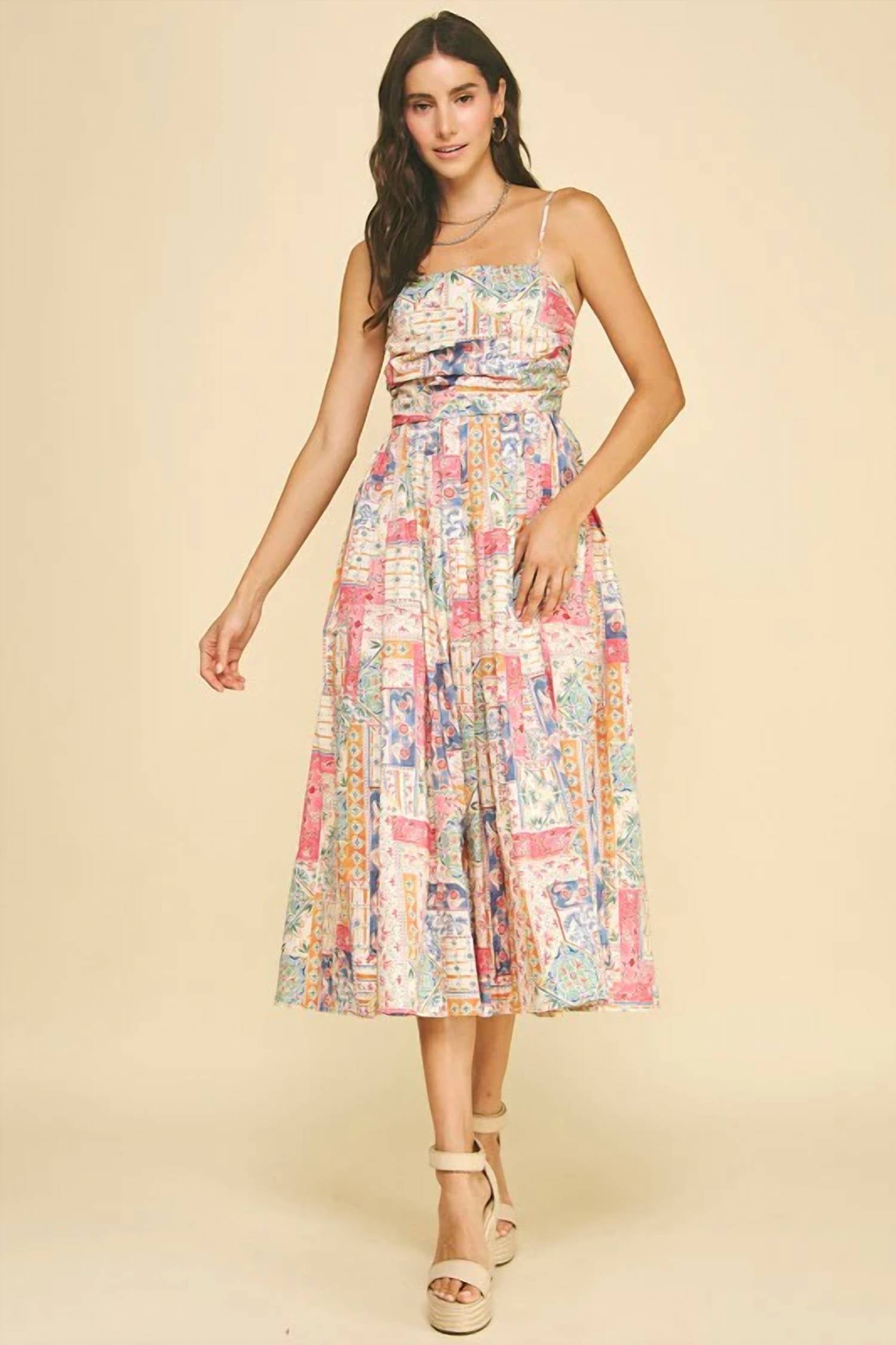 Pinch - Patchwork Print Midi Dress