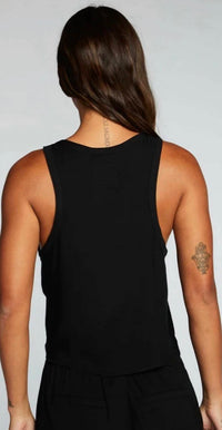 Chaser - Heirloom Wovens Cropped Snap Front Racerback Henley Top