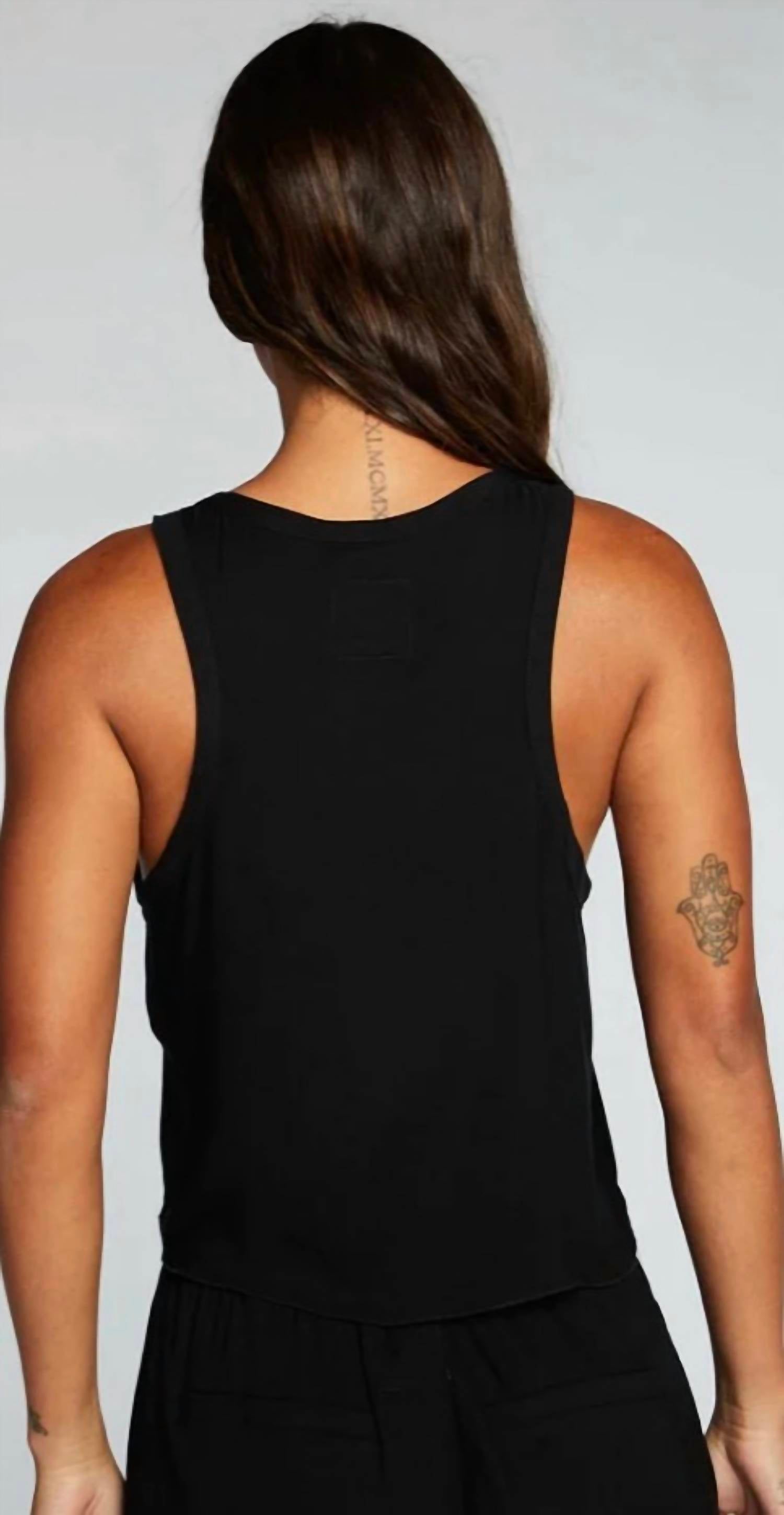 Chaser - Heirloom Wovens Cropped Snap Front Racerback Henley Top