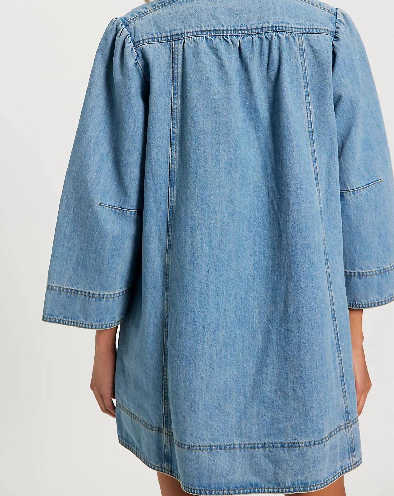 Free People Goldie Denim Mini Dress in celestial blue - women's dress - alternate view