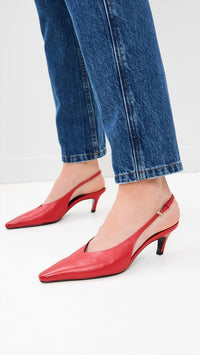 Black Suede Studio - Women's Snip Toe Slingback Pump