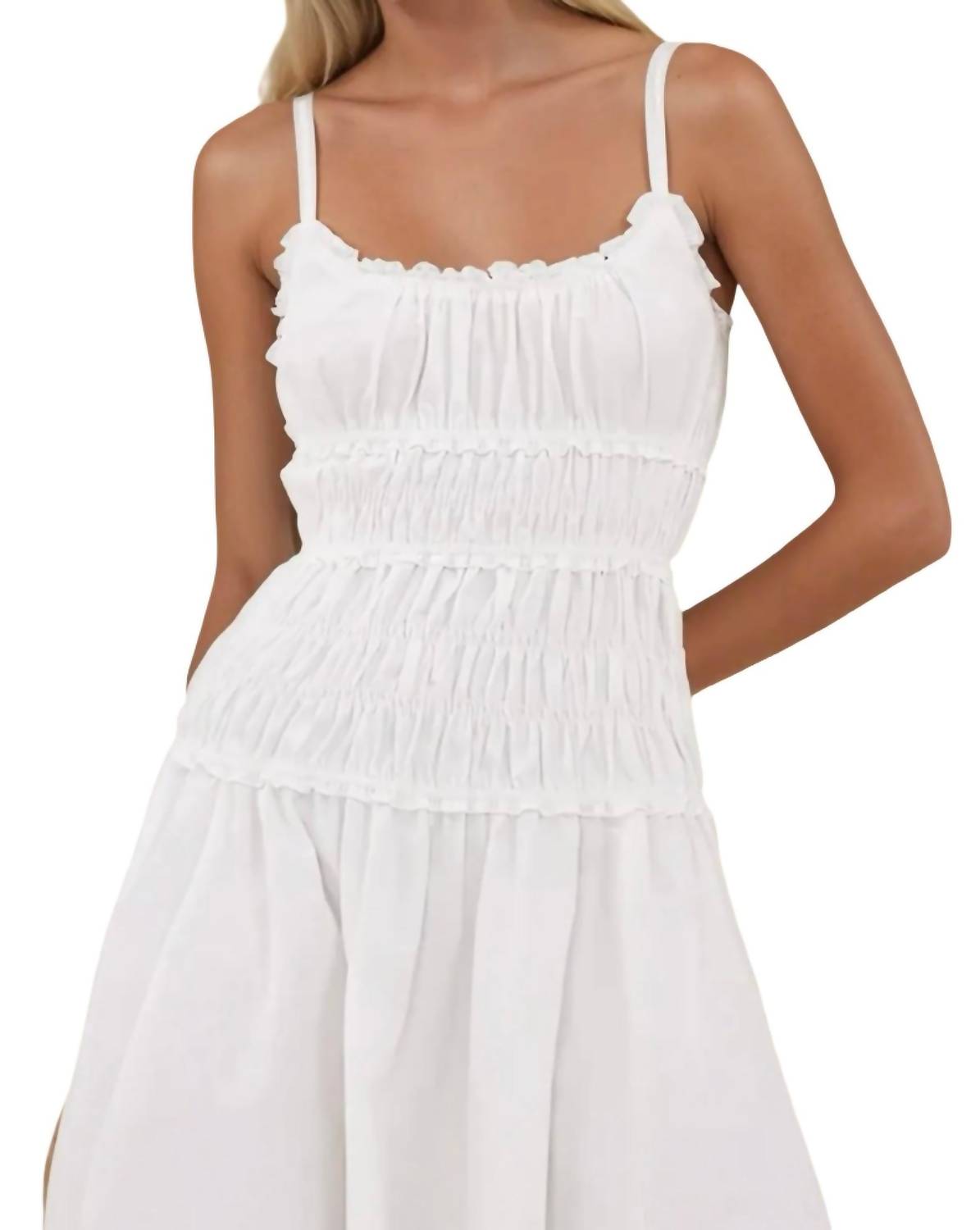 WISTERIA LANE Smocked Maxi Dress in white - women's dress - view 4