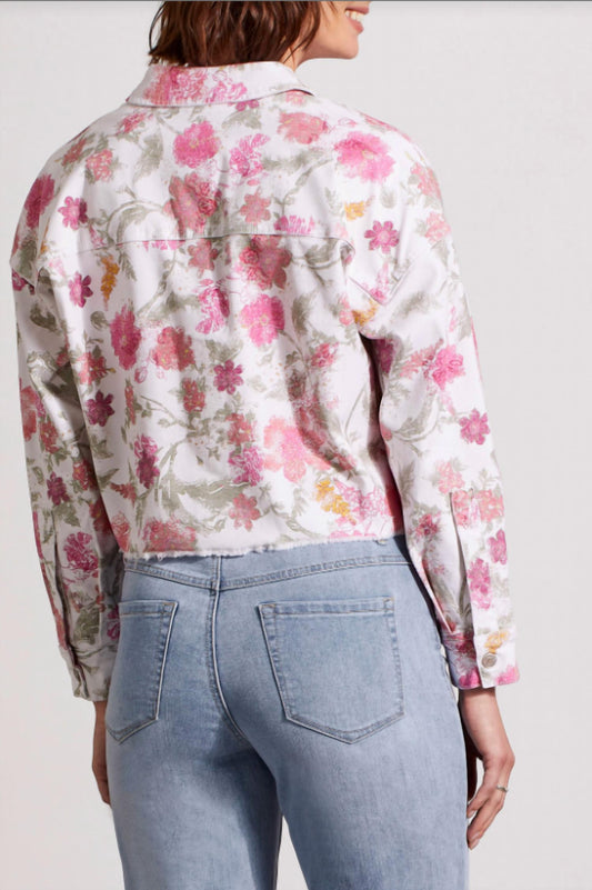 Tribal - Printed Denim Crop Jacket