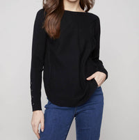 Charlie B - Round Hem Sweater With Lace-up Sleeve Detail