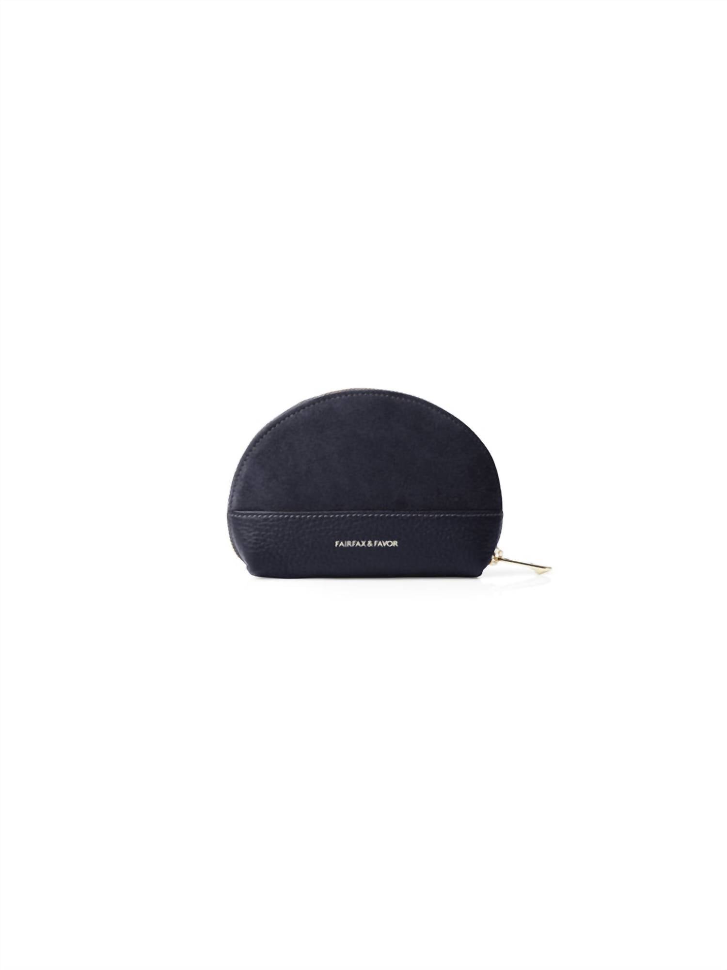Fairfax & Favor Women's Chiltern Coin Purse in navy suede - women's bag - detail view