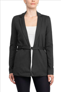 T Tahari - Notched Collar Open Front Ring Style Waist Belt Jacket