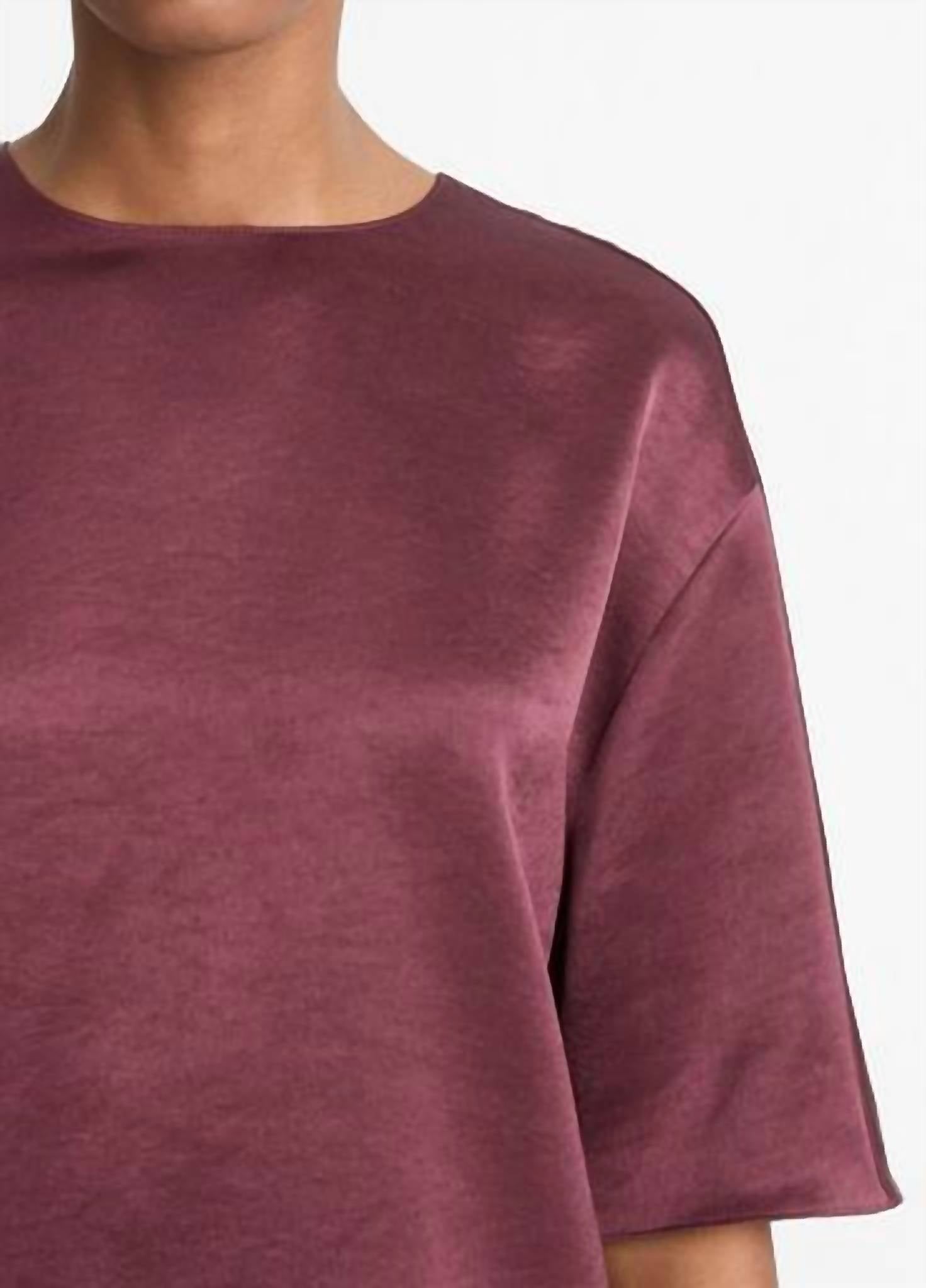 Vince - Fluid Satin Short Sleeve Blouse