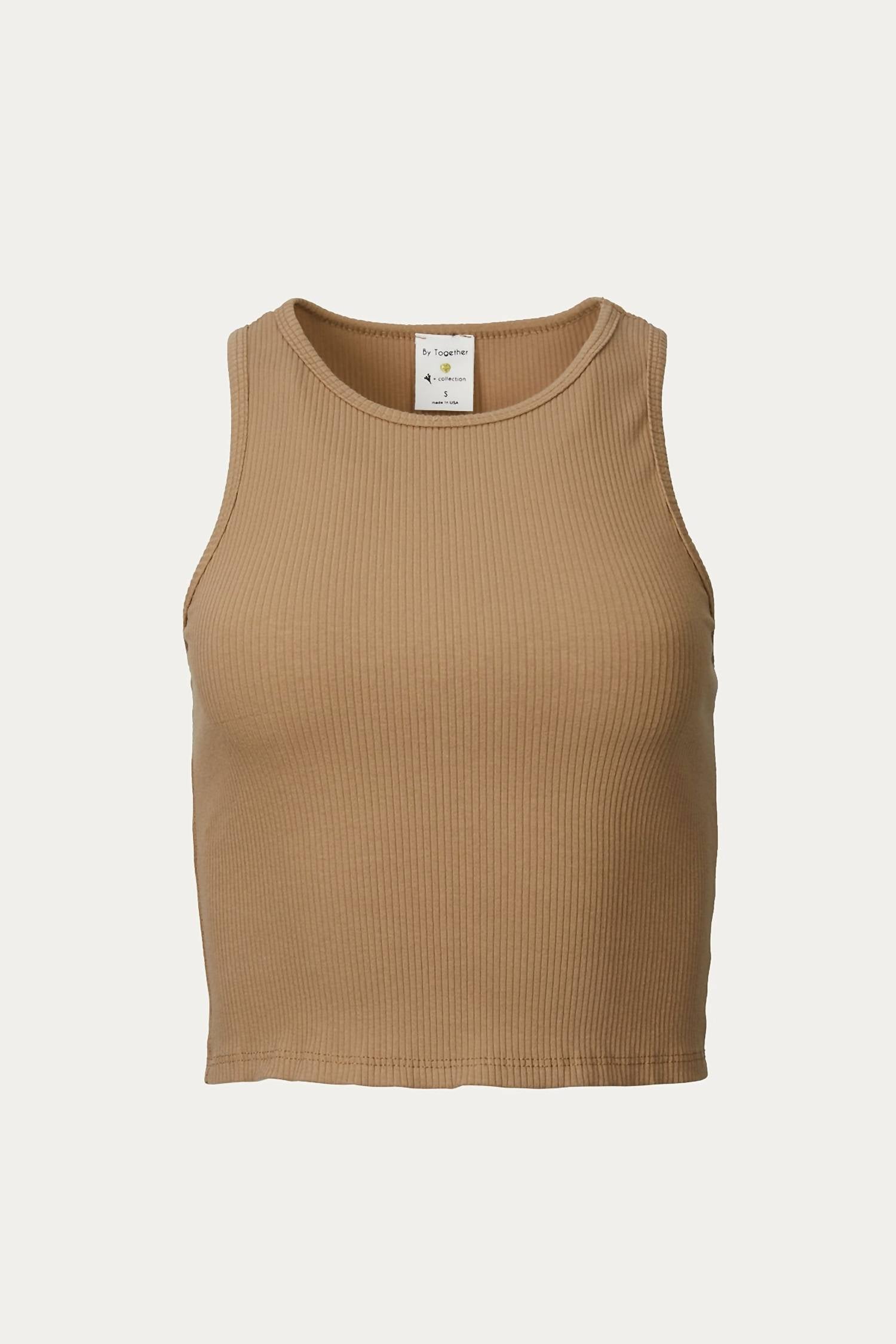CROPPED RIBBED STRETCH-COTTON TOP