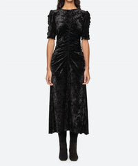 Sea - Cailyn Crushed Velvet Ruched Midi Dress