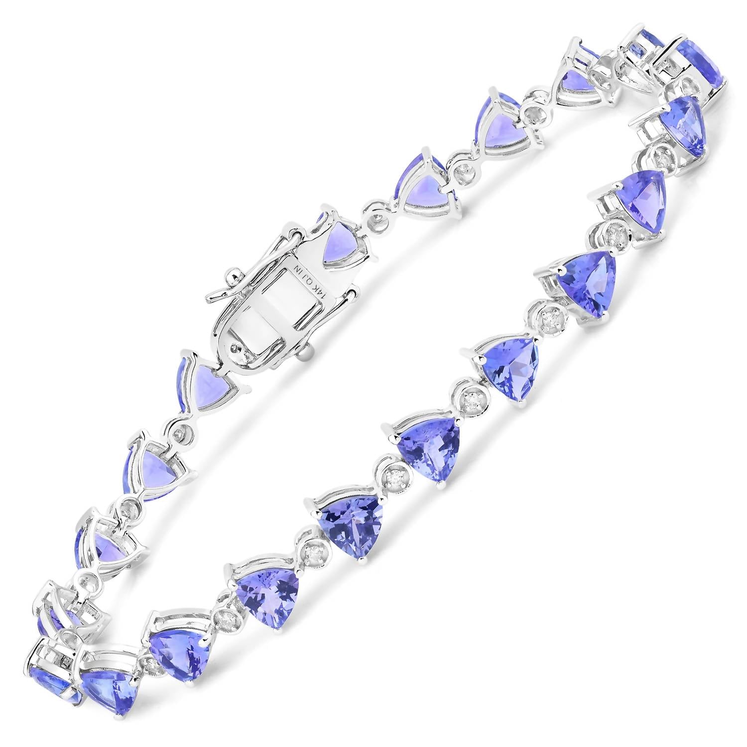 Diana M Jewels Women's Trillion Natural Tanzanite Bracelet (9.24 Ct) - Bold in 14k white gold - women's jewelry