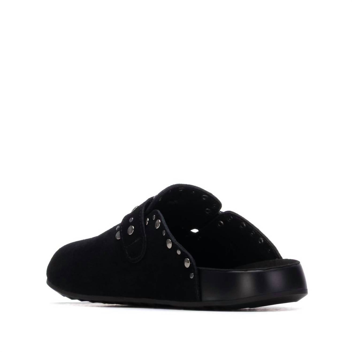 Xti Women's Suede Clogs in black - women's shoe - detail view