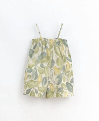 Play Up - Girls Watercolor Leaf Woven Jumpsuit
