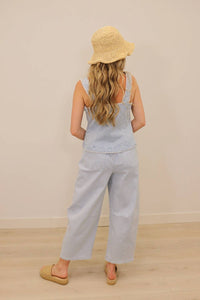 Skies Are Blue - Milta Stripe Scalloped Lace Trim Tank Top