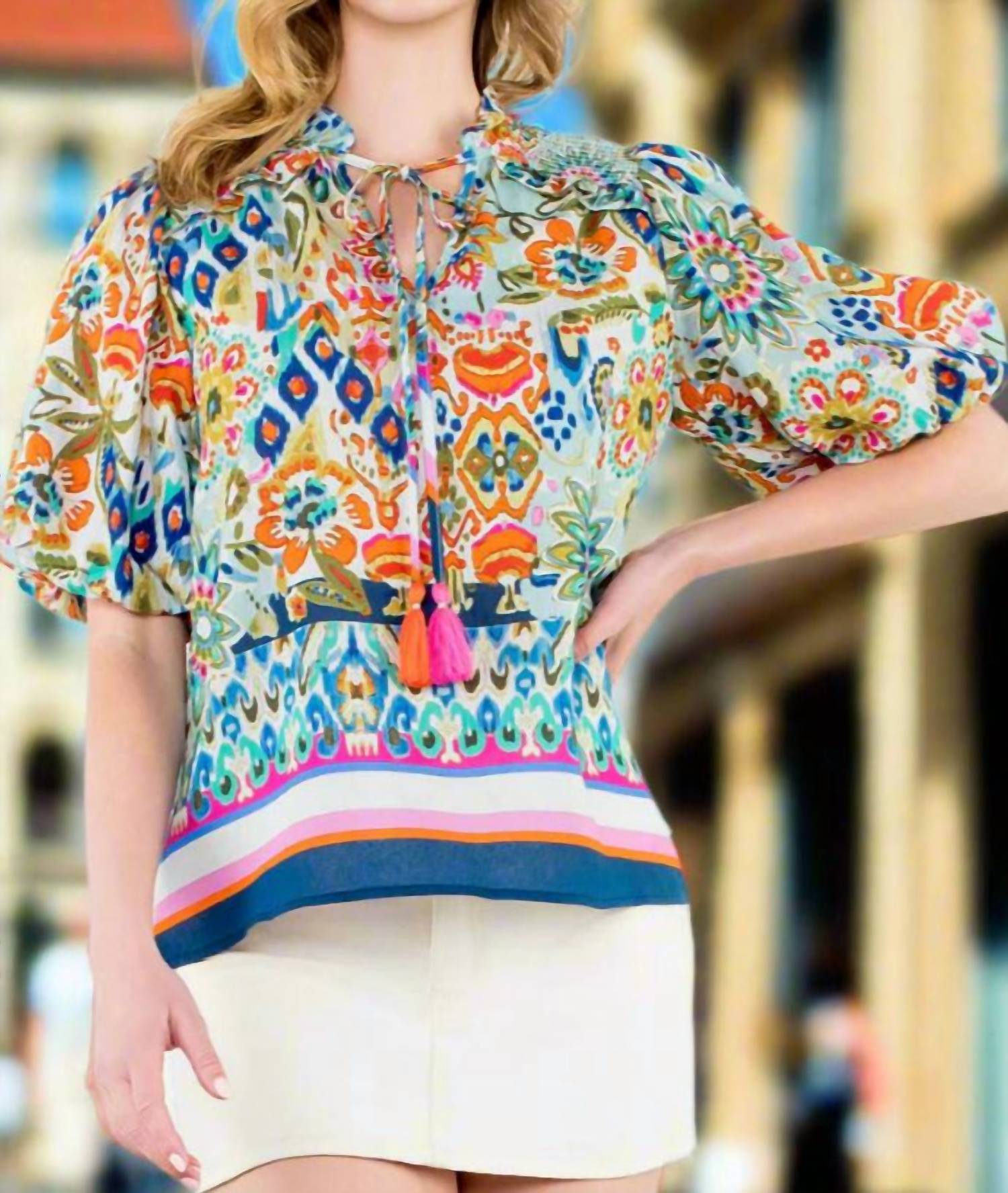 Thml - Ginny Puff Sleeve Boho Floral Top
