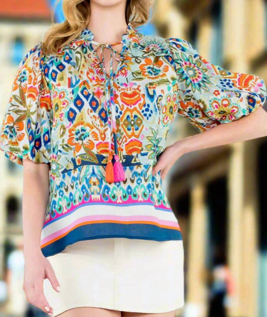 Thml - Ginny Puff Sleeve Boho Floral Top