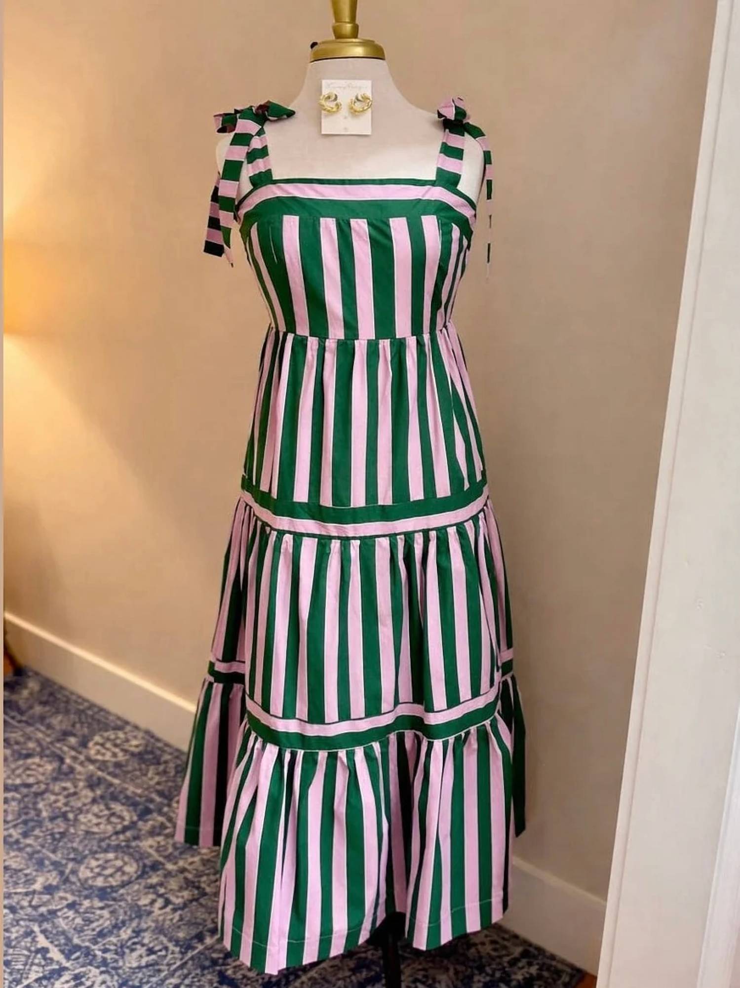 Pinch - Women's Striped Tiered Maxi Dress