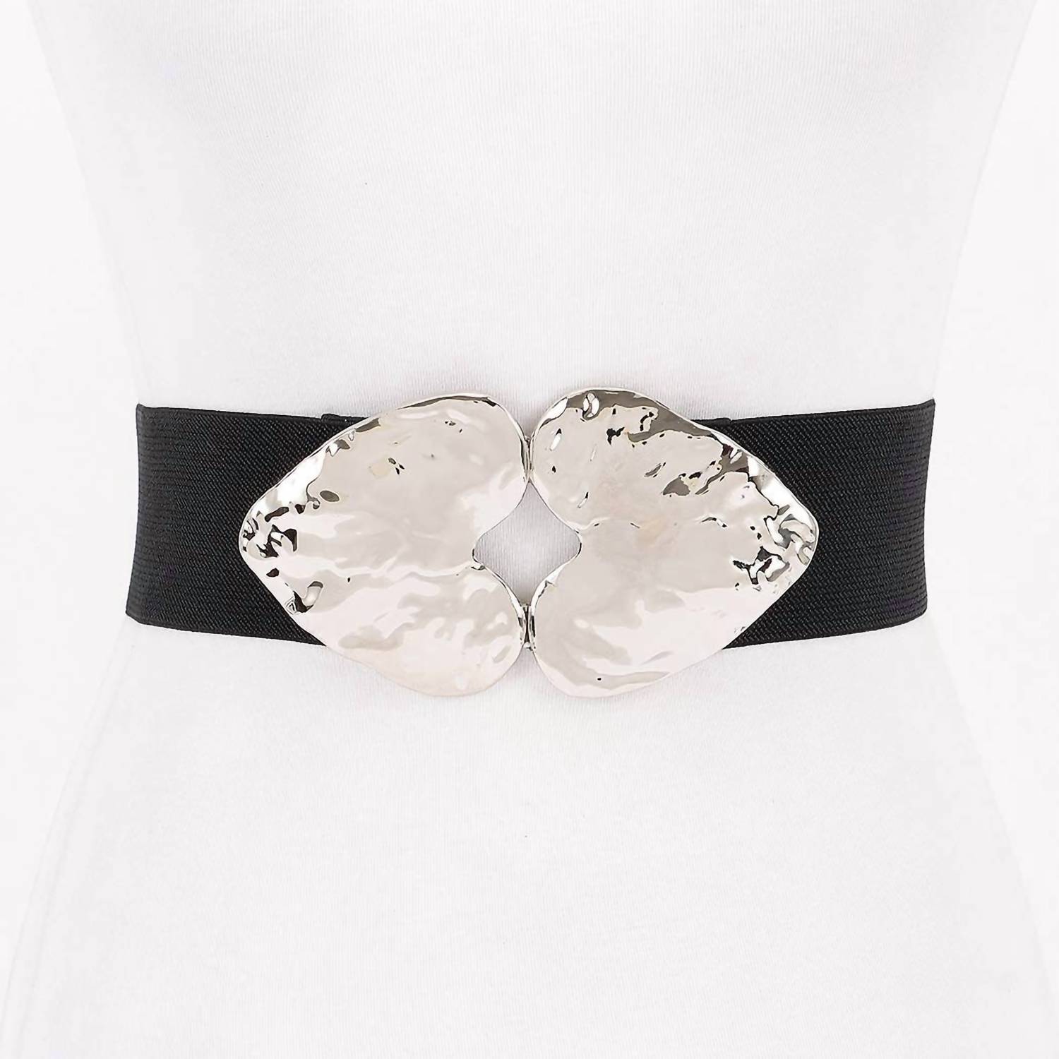 3Am By H&D Accessories - Women's Double Heart Buckle Stretch Belt
