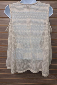 Simply Noelle - Cold Shoulder Tie At Neck Long Sleeved Top