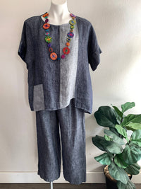Chalet Et Ceci - Amelia Linen Top - blouses - clothing - grey