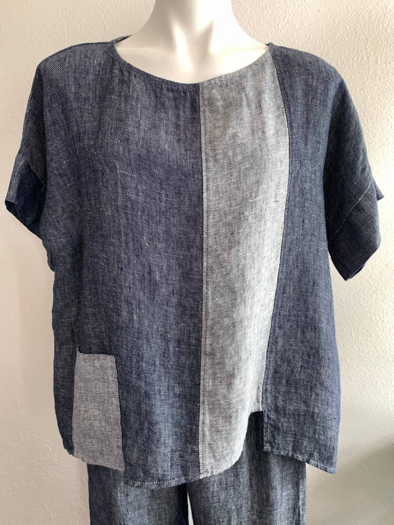 Chalet Et Ceci - Amelia Linen Top - blouses - clothing - grey