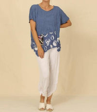 Chalet Et Ceci - Josephine Top - Plus - blouses - blue - clothing