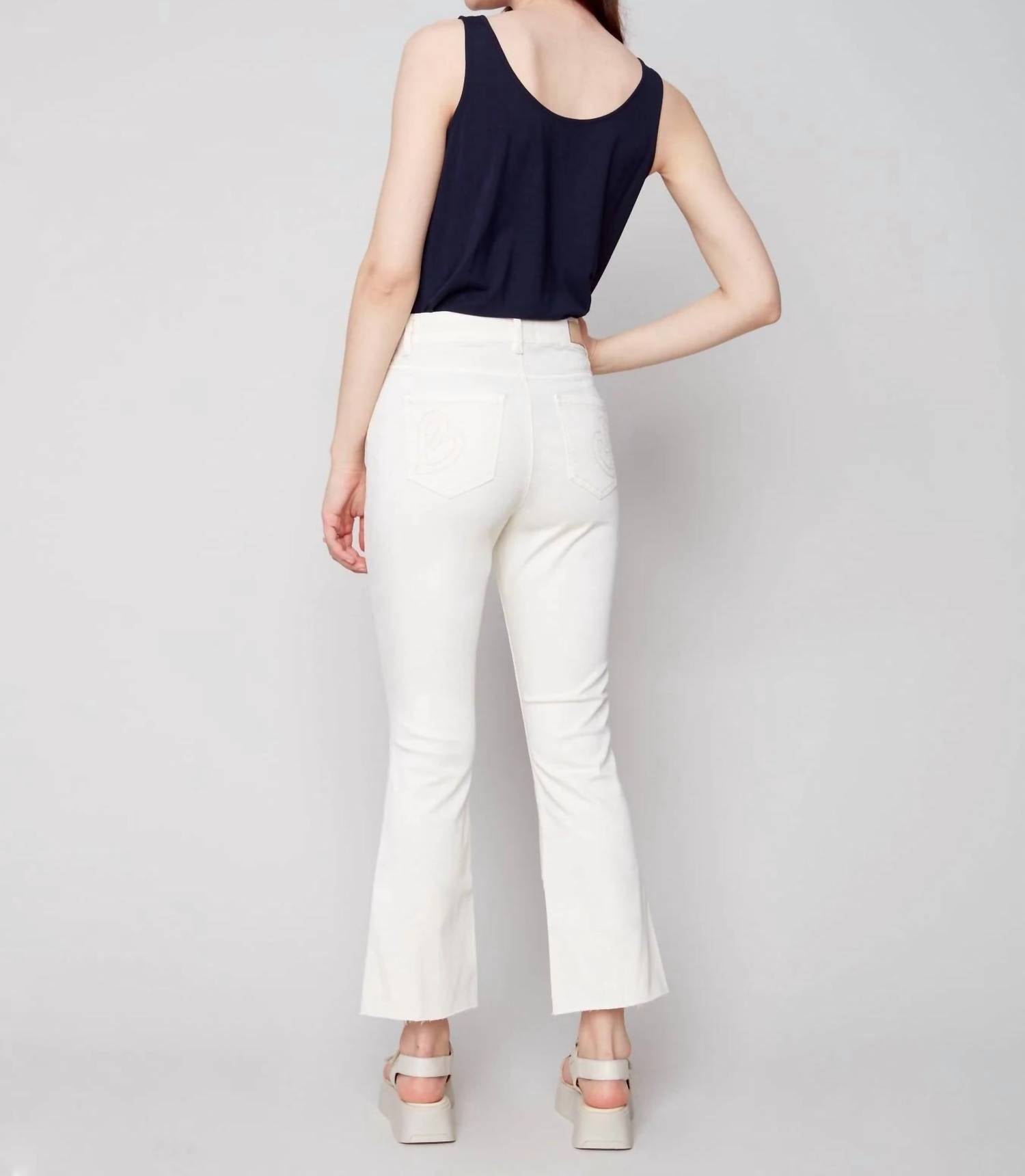 Charlie B - Bell Bottom Raw Edge Pant - boot - cut - clothing - cotton