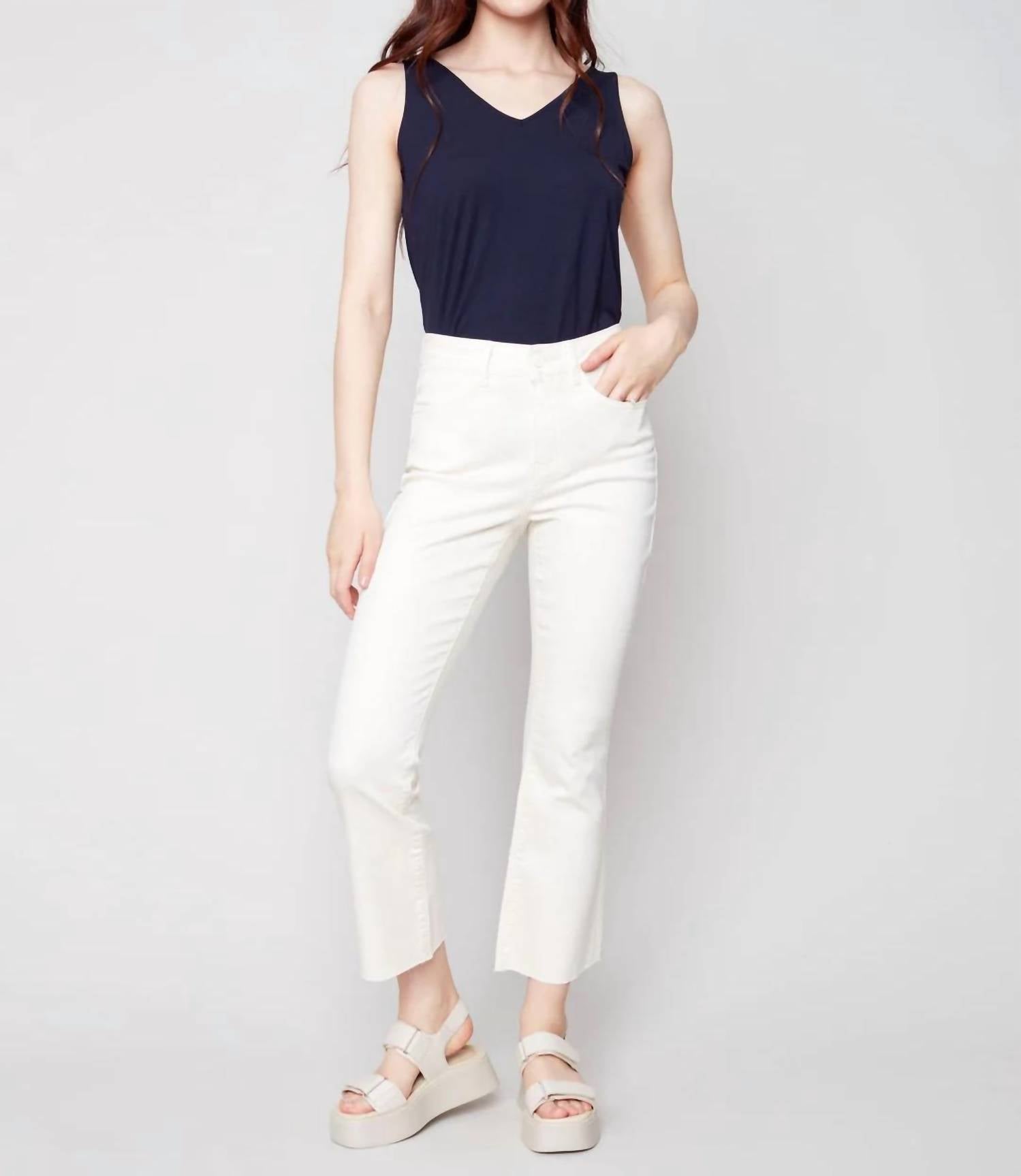 Charlie B - Bell Bottom Raw Edge Pant - boot - cut - clothing - cotton