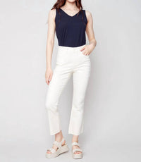 Charlie B - Bell Bottom Raw Edge Pant - boot - cut - clothing - cotton