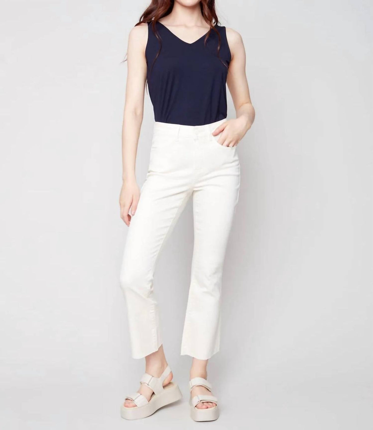 Charlie B - Bell Bottom Raw Edge Pant