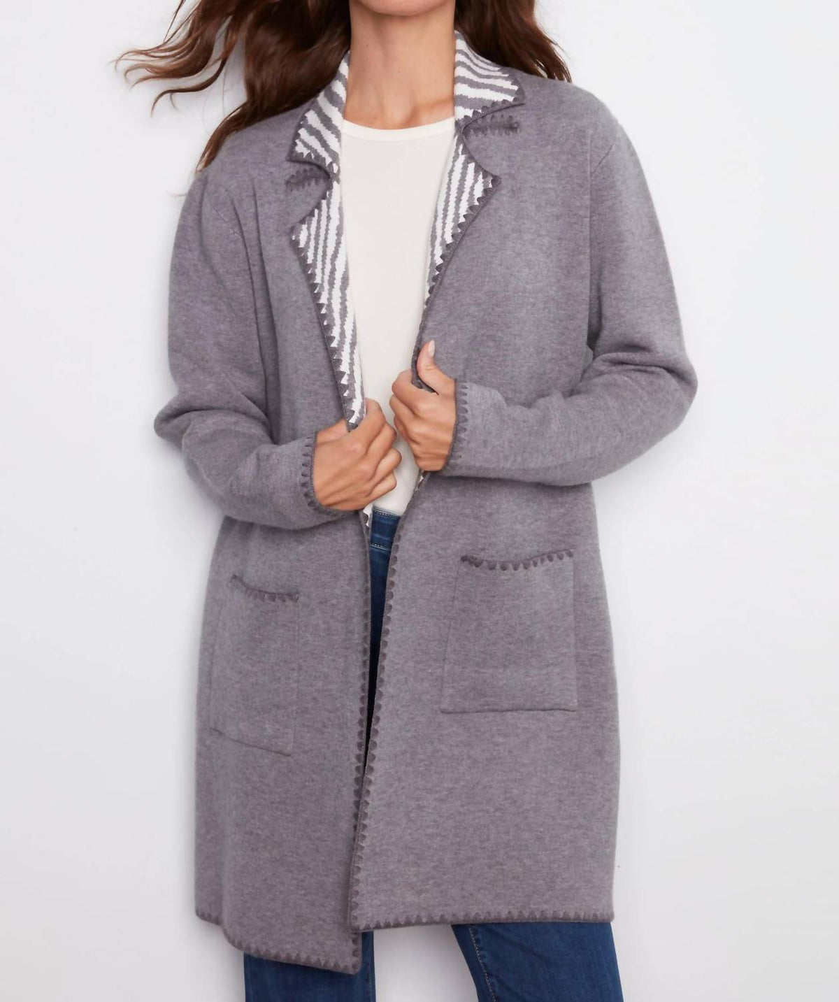 Charlie B - Blanket Stitch Long Cardigan