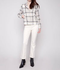 Charlie B - Boucle Knit Plaid Short Coat