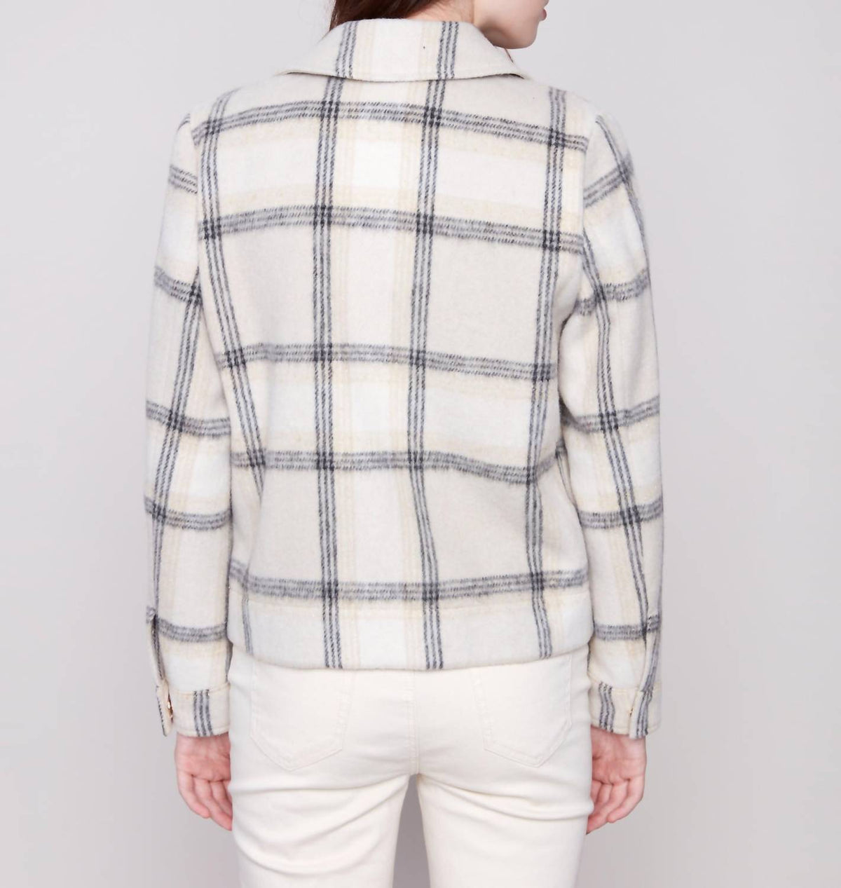 Charlie B - Boucle Knit Plaid Short Coat