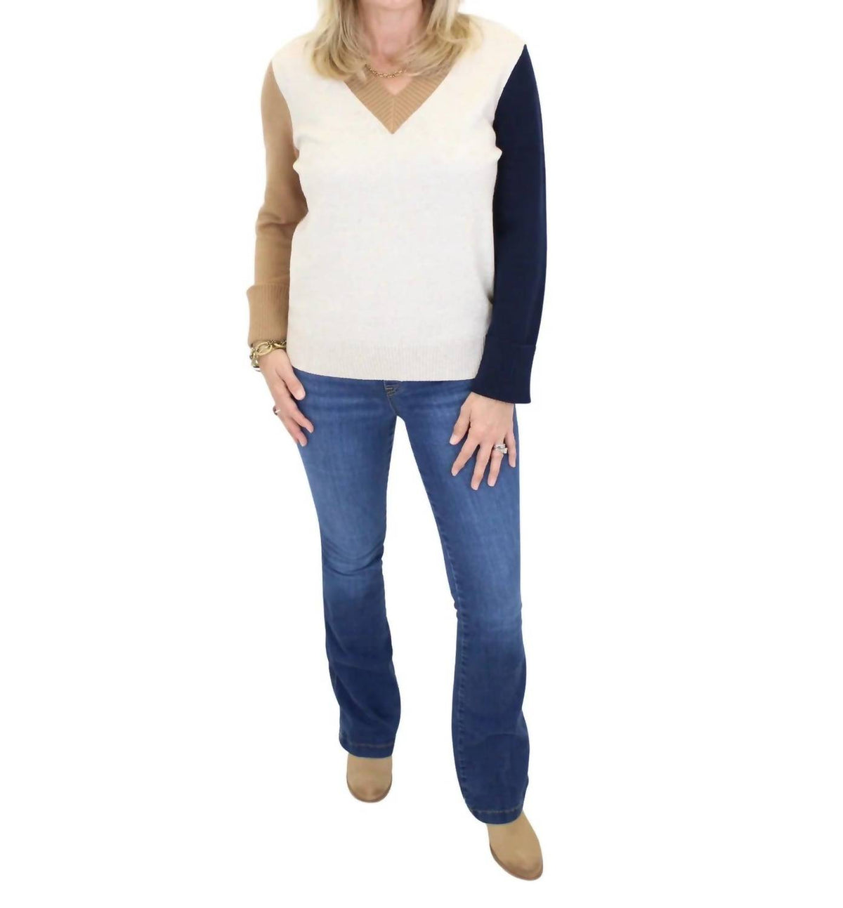 Charlie B - Colorblock V-neck Sweater