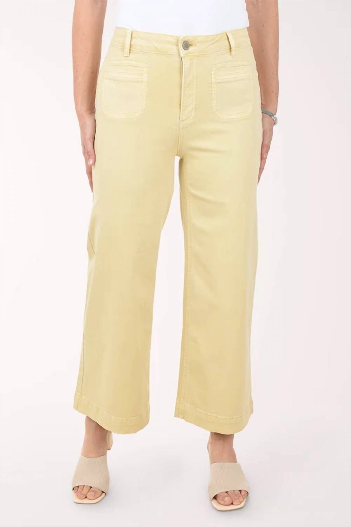 Charlie B - Colored Cropped Flare Patch Pocket Pant