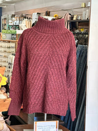 Charlie B - Cowl Neck Diagonal Cable Sweater