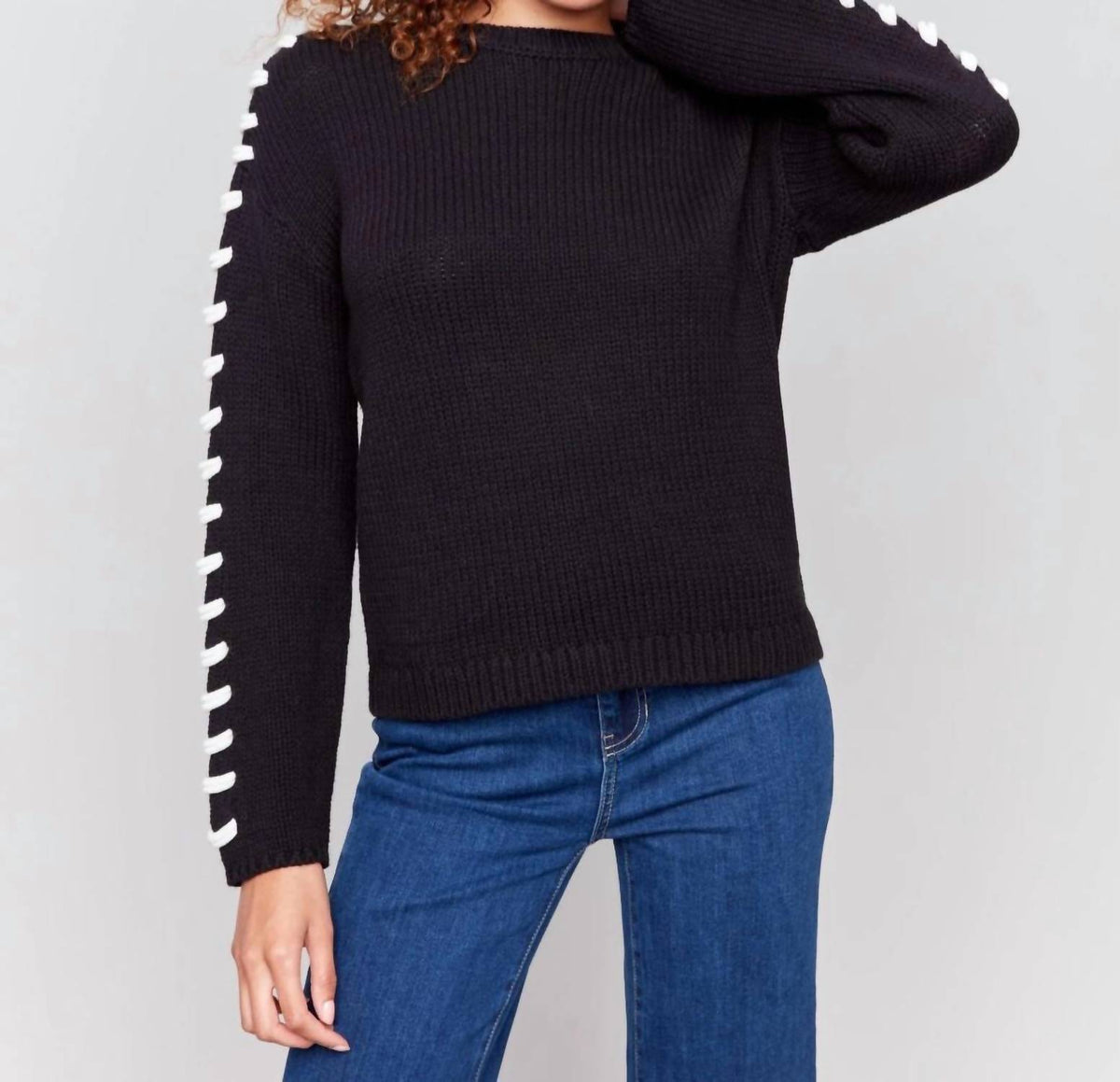 Charlie B - Crew Drop Shoulder Chunky Sweater