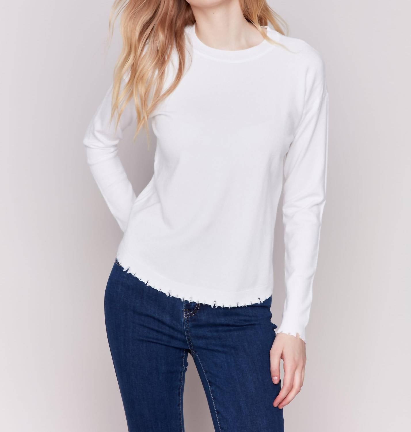 Charlie B - Crew Neck Drop Shoulder Sweater - clothing - crew - rayon