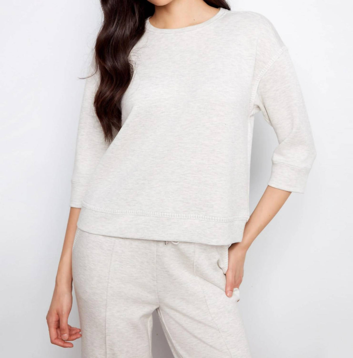 Charlie B - CREW NECK DROP SHOULDER TOP