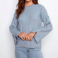 Charlie B - Crew Neck Sweater With Cable Sleeves